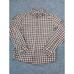 Guide Series Women's Plaid Button Up Shirt Size Large Brown Check Long Sleeve